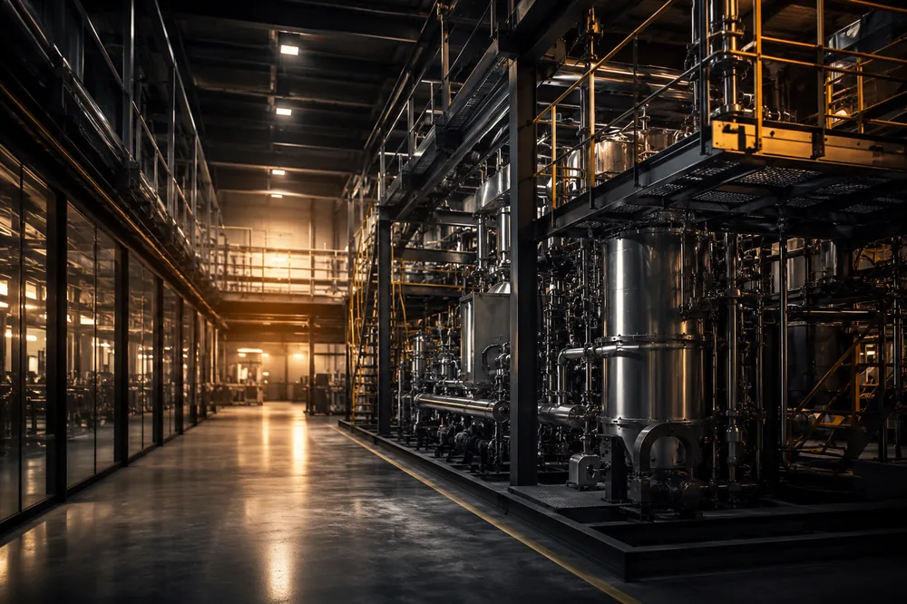 Industrial equipment and modern manufacturing installation.